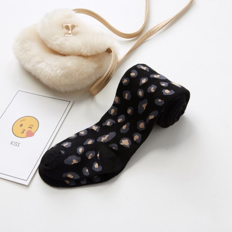 

детские колготки с леопардовым принтом для девочек, новые весенне-осенние детские колготки из хлопка для девочек, чулки для малышей, детские колготки S чёрный