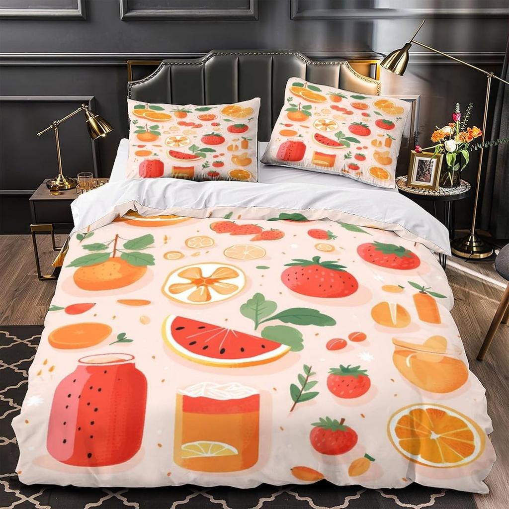 Cartoon rabbit bedding set with 3D printing for children and adults, luxurious ultra-fine fiber soft down duvet cover with zippe