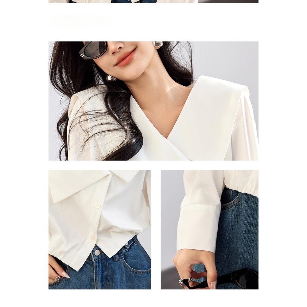 Высококачественная нерегулярная темно-синяя рубашка с воротником — фото 4