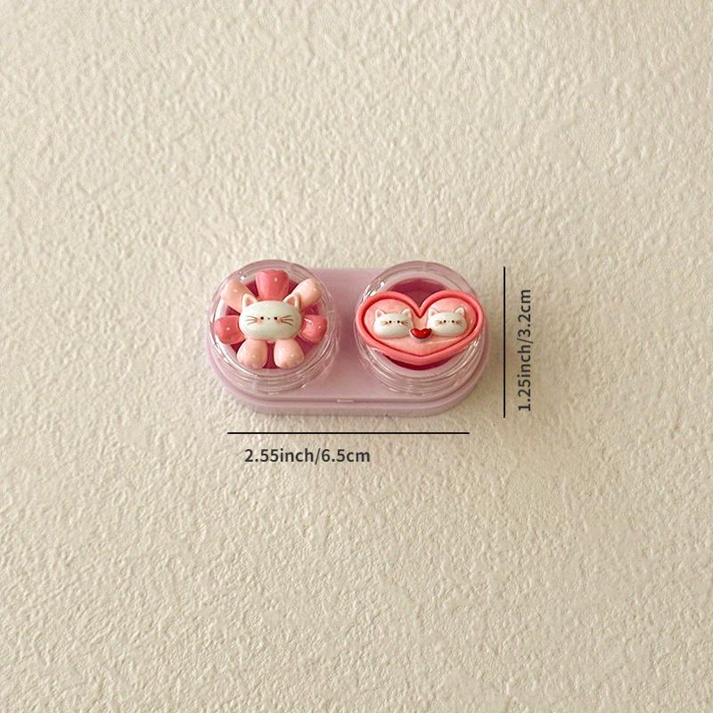 Cartoon Cat Contact Lens Case Portable Mini Drawer Plastic Travel Daily Storage for Women Girls