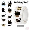500Pcs/Roll Q Funny Black Cats Kids Rewards Stickers - DIY Scrapbooks Album Decor Sealing Label Decals
