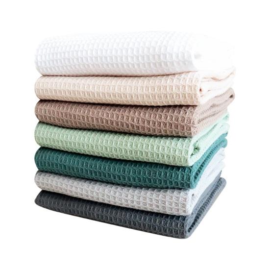 5Pcs Dishwashing Towels Pure Color Water Absorption Cotton Kitchen Clothes Stain Removing Dishcloths Kitchen Rags