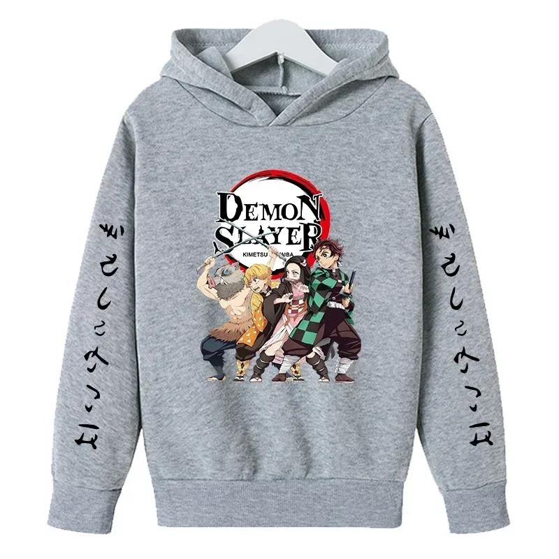 New Spring Autumn Demon Slayer Hooded Children's Hoodie Kids Clothing Hoodie Boys Long Sleeve Anime Yaiba Pullover Sweatshirt