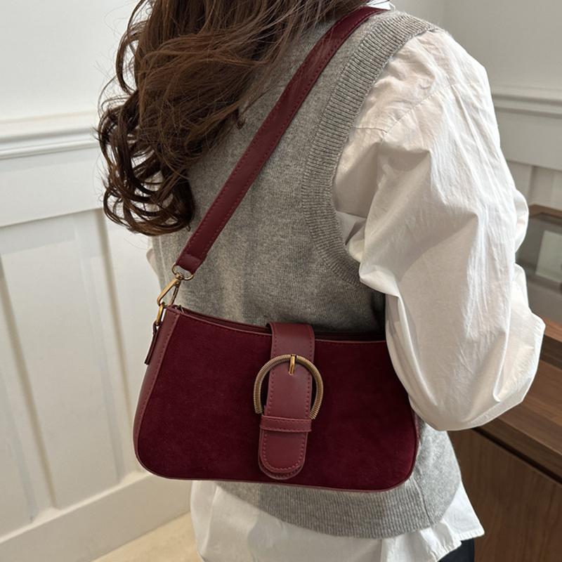 Høst og Vinter Dame Lett Ensfarget Liten Skulderveske Chic PU Lær Gullfarget Maskinvare Firkantet Underarmsveske