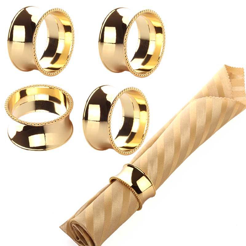 4PCS Nordic Round Napkin Rings Metal Silver Gold Napkin Rings for Weddings Home Table Accesorries Napkin Holder