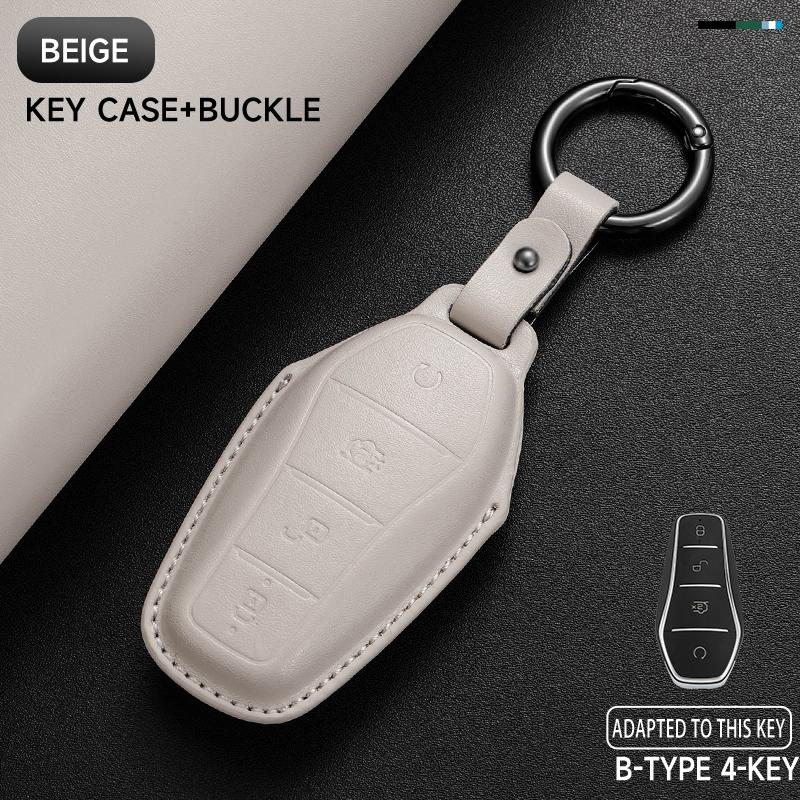 Leather Car Key Cover Case Protection Shell Keychain for BYD Tang EV600 Han EV Yuan ATTO 3 Song PLUS Pro MAX DMI Qin Dolphin