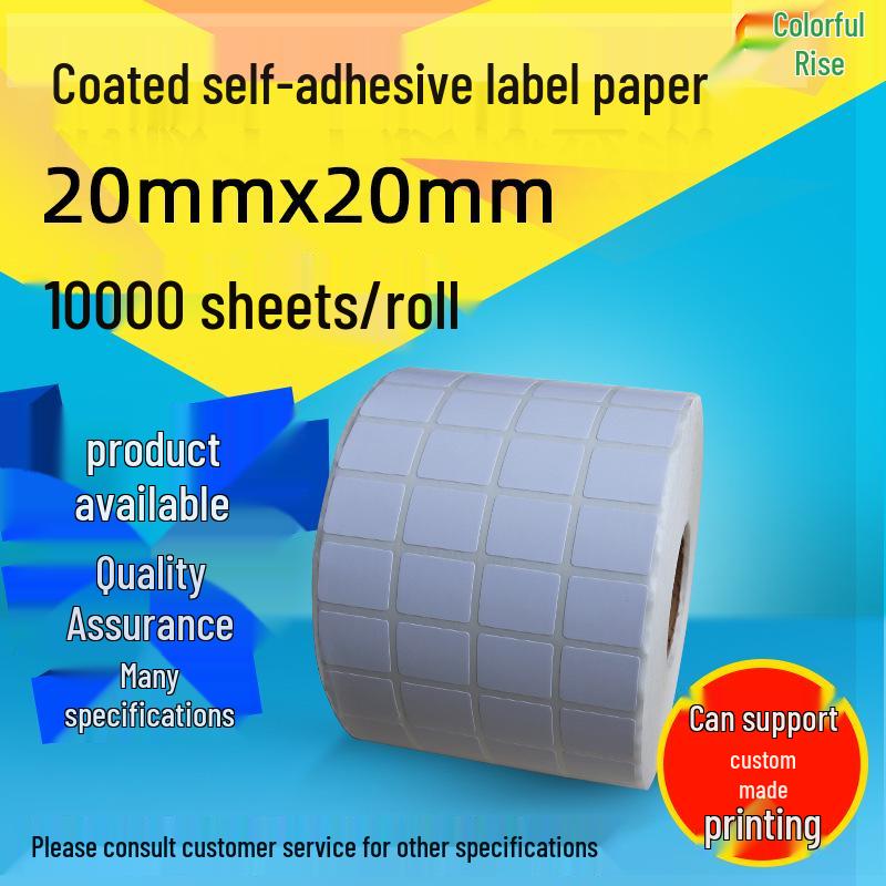 20x20 Barcode Adhesive Labels - 10,000 Sheets for Printing Copperplate Adhesive