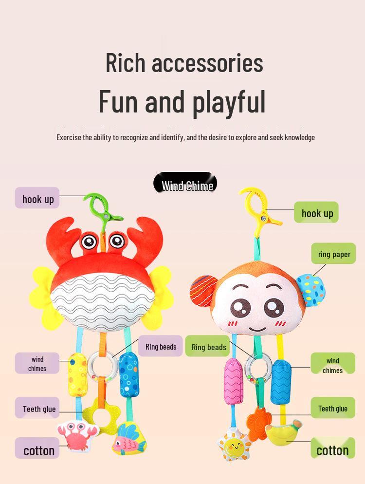 Crab Pull-String Stroller Mobile: Newborn Baby Soothing Rattle Toy