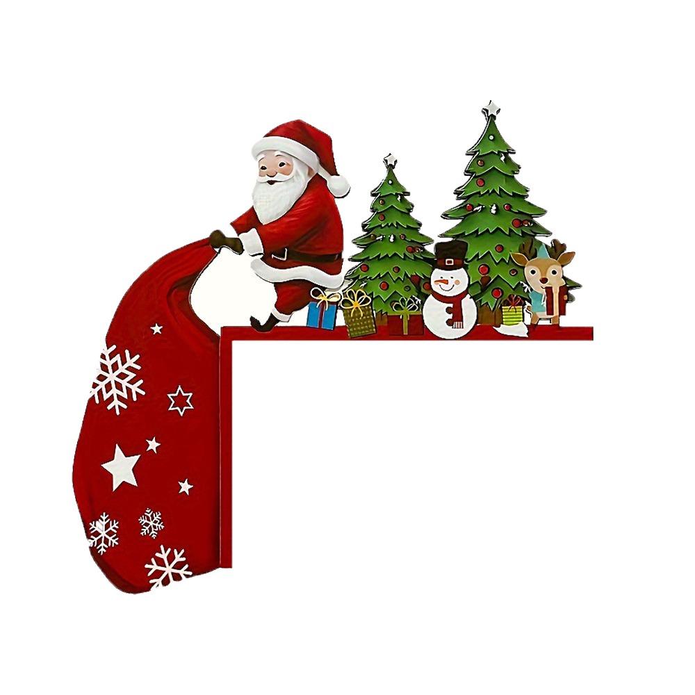 Wooden Christmas Door Frame Decoration Snowman Elk Santa Claus Gingerbread Man Merry Christmas Decor Festival Atmosphere