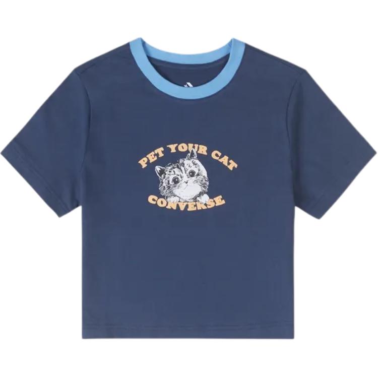 New Converse Regular T Shirt Women's Blue 10027951-A02