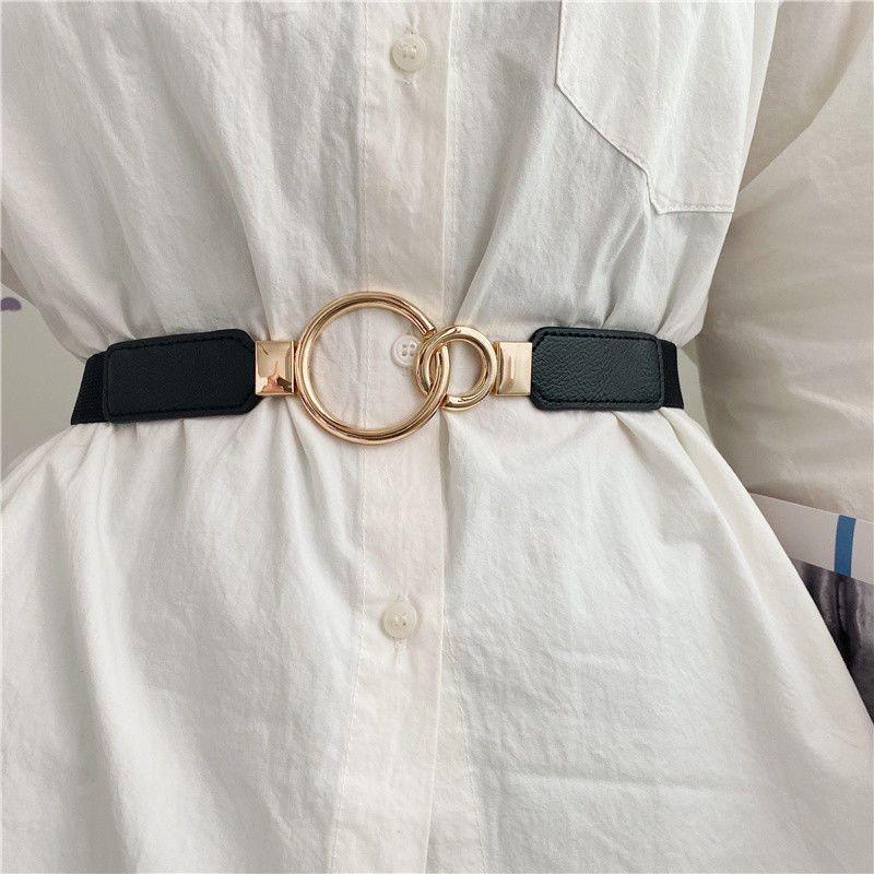 Stylish Korean Elastic Waist Belt For Women Shirt Dress With Round Buckle Design In Versatile Color Options