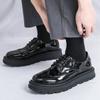 Fashion men dress shoes lace up Style Men's Business Patent Leather Thick Bottom Shoes Luxury Formal Black business shoes men