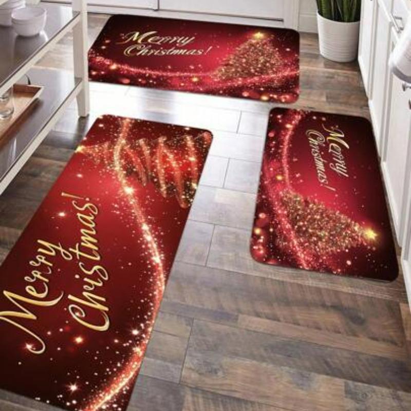 Santa Claus Balloon Printed Kitchen Carpet Non Slip Durable Entrance Mat Suitable for Home Office Laundry Room Quick Drying Mat