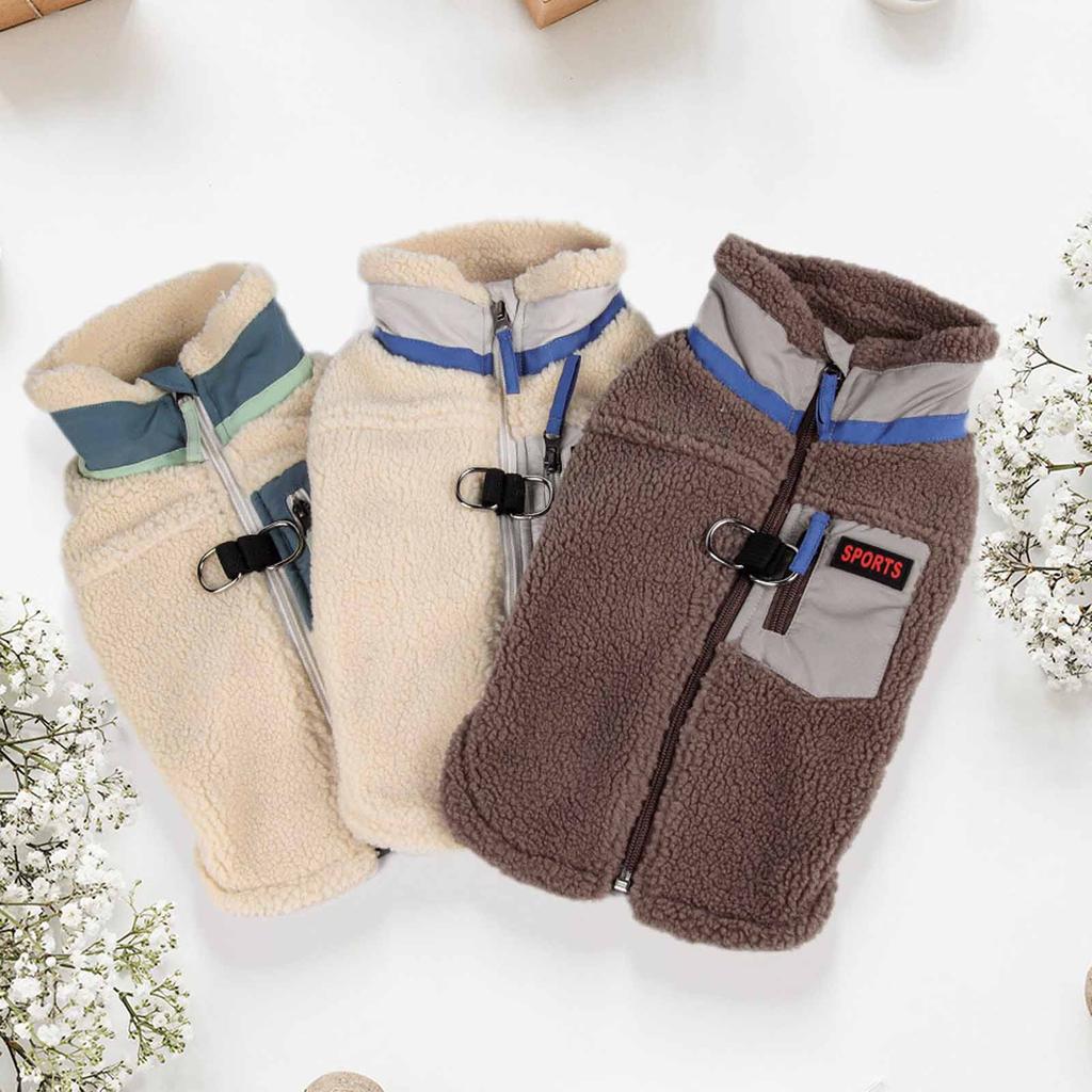 Dog Clothing Fleece Coat, Pull- Warm Cotton-Padded Pet Jacket for Puppies, Cozy Winter Wear for Small and Medium Dogs