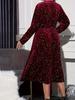 Starry Sky Sequin Round Neck Long Sleeve Elegant Waist-Slimming Dress