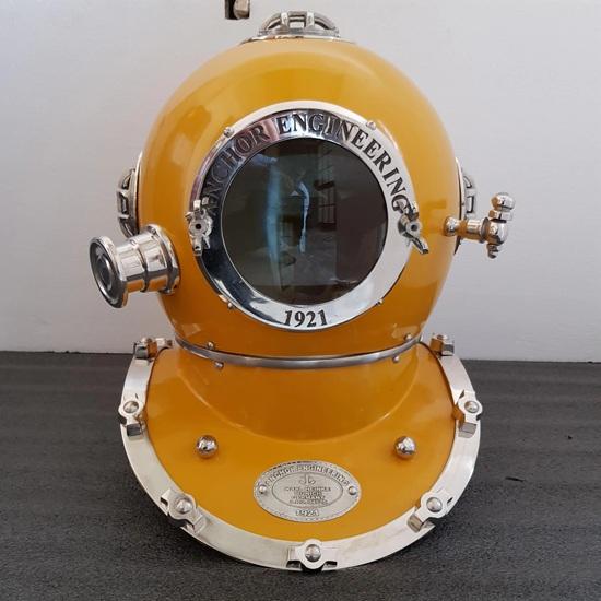 

45.72 см Желтый водолазный шлем 1921 Якорь Шлем аквалангиста Латунь Морская декоративная коллекция Подарок