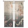 Chinese Painting Plum Blossom Landscape Sheer Curtains for Living Room Bedroom Kids Room Tulle Window Treatment Drapes