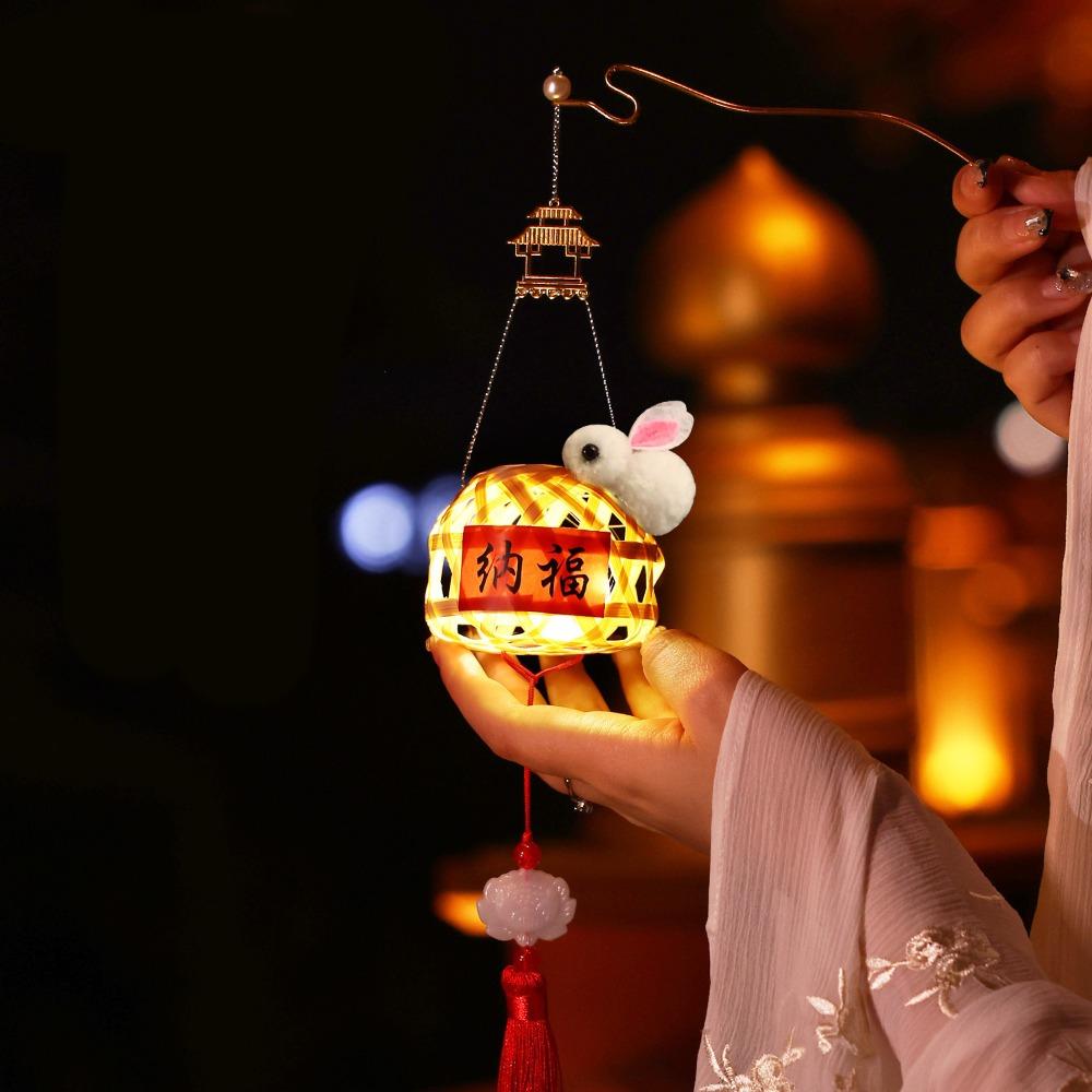 Luminous Mid-Autumn Festival Lantern Handmade Handcraft Rabbit Handheld Lantern Ancient Style Cartoon