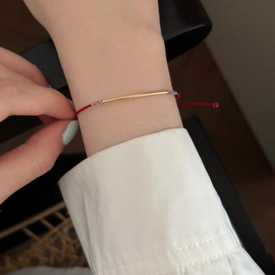 925 Sterlingsilber gewebtes Seil mittleres Armband Damen Nischenmode neues Geburtsjahr rote Schnur Paar Freundin verstellbar
