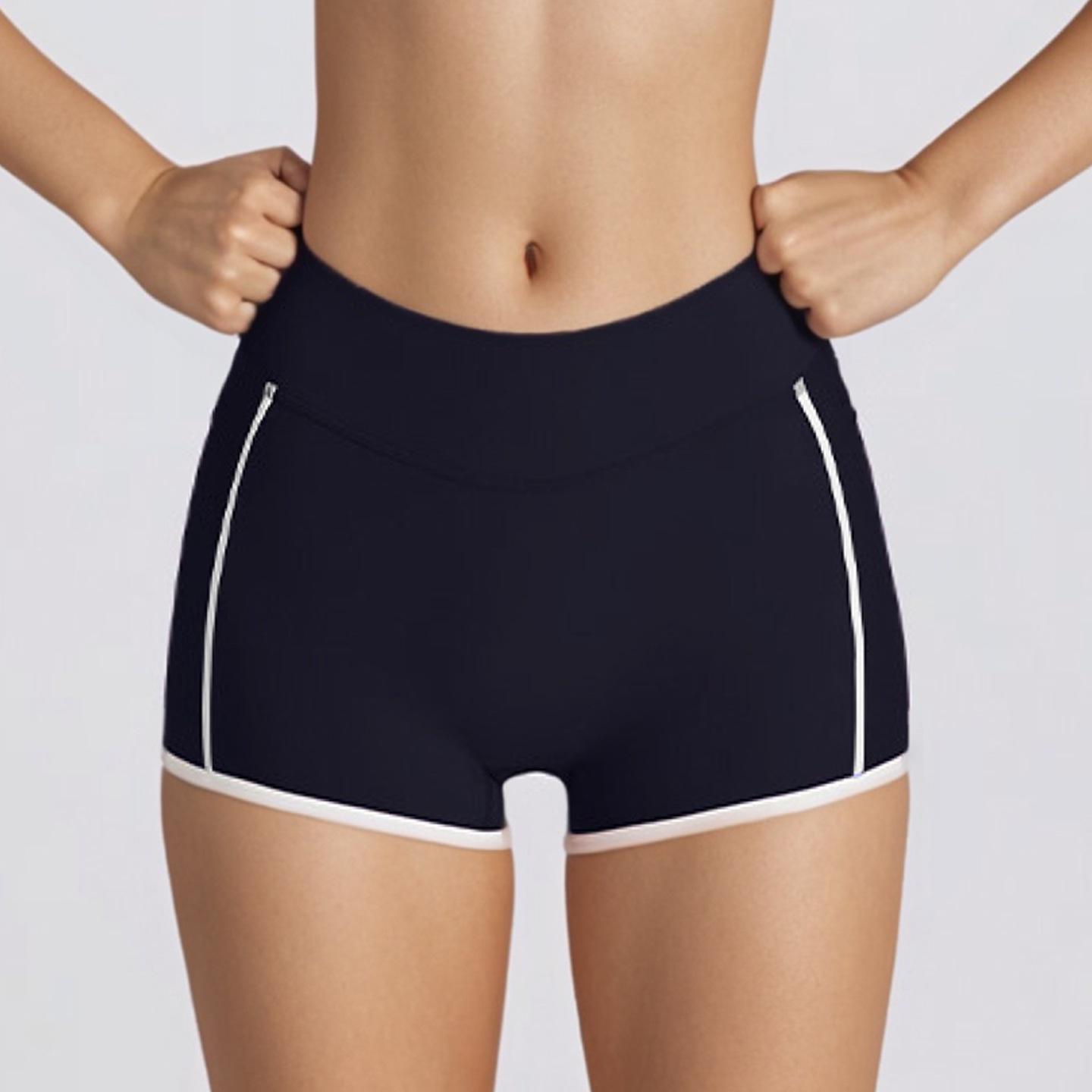 

Women s Quick-Dry Color Block Yoga Shorts with Tummy Control and Butt-Lifting Features L