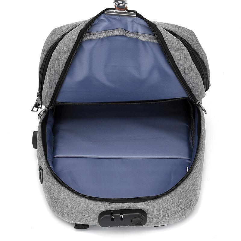 Men's Combination Lock Schoolbag USB Backpack Casual Anti-theft Computer Backpack Matte Texture