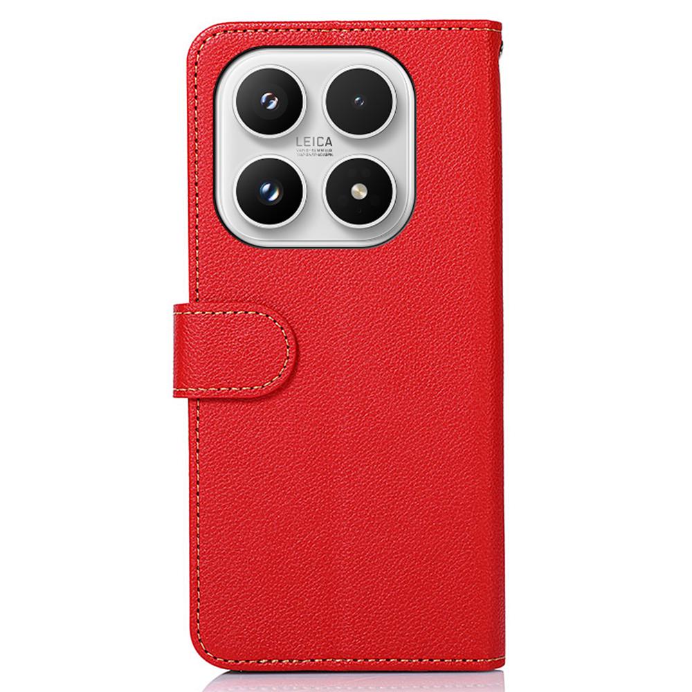 KHAZNEH For Xiaomi 17 Case RFID Blocking Wallet Litchi Texture PU Leather Phone Cover with Strap