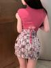 (Modal Cotton) Semi-high Neck Tight T-shirt, New Waist Strap, Slim Short Top