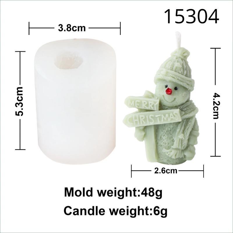 NEW Scarf Ski Snowman Silicone Candle Mold 3D Santa Claus Plaster Soap Making Christmas Party Cake Decor Ornament Gifts 1pcs