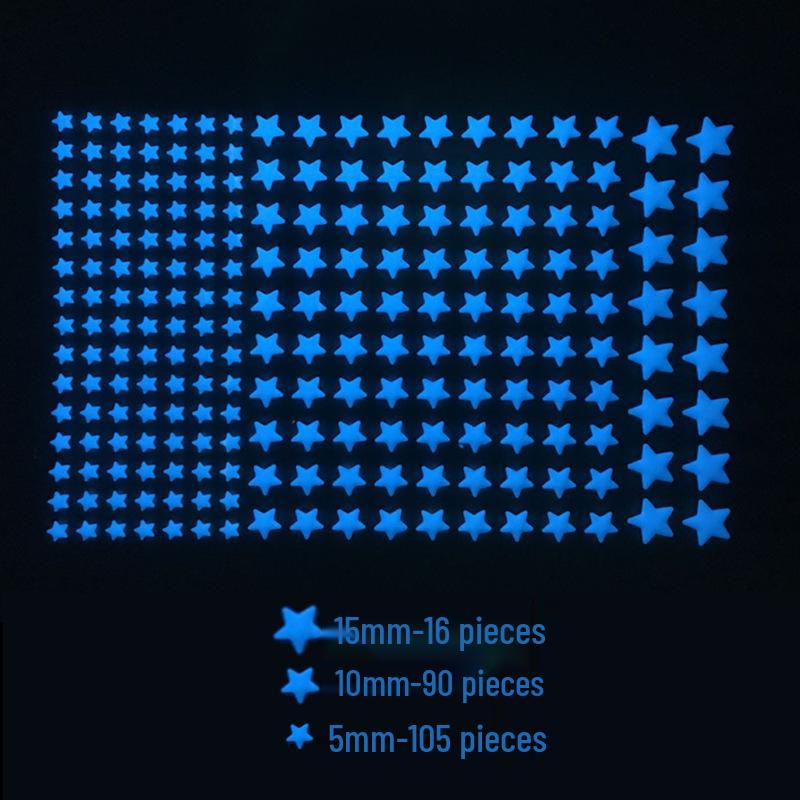 Luminous 3D Pentagram and Dot Glow Stickers for Children's Bedroom Decor
