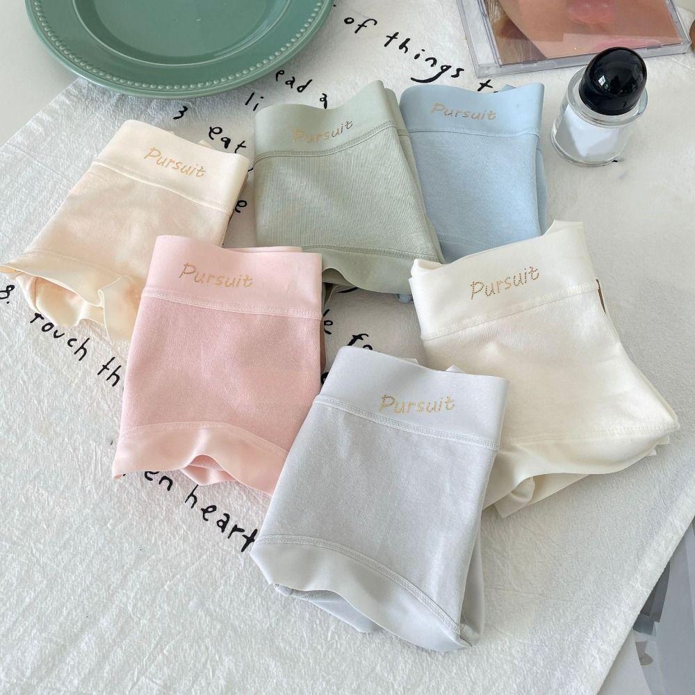 5pcs Solid Color Mid Waist Panties Underwear Women's Underpants Comfortable Seamless Briefs  Girl