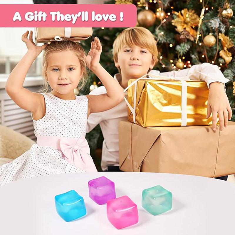 4 Colors Soft Ice Cubes Squishy Toys Stress Relief Balls Slow Rebound Sensory Fidget Toy For Kids Party Favors Birthday Gifts