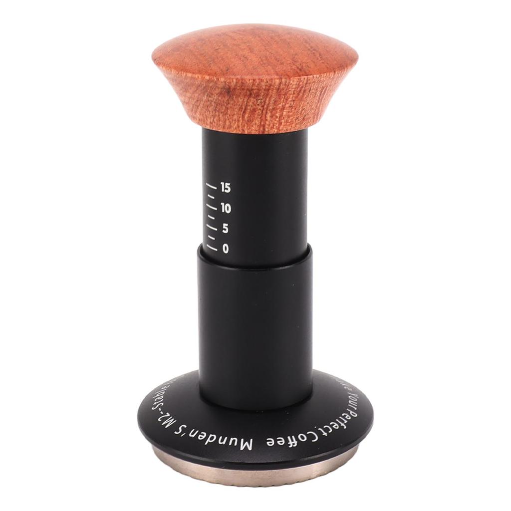 Coffee Tamper Spring Loaded Tamper Calibrated Coffee Tamper Wood Handle Waffle Base 58mm