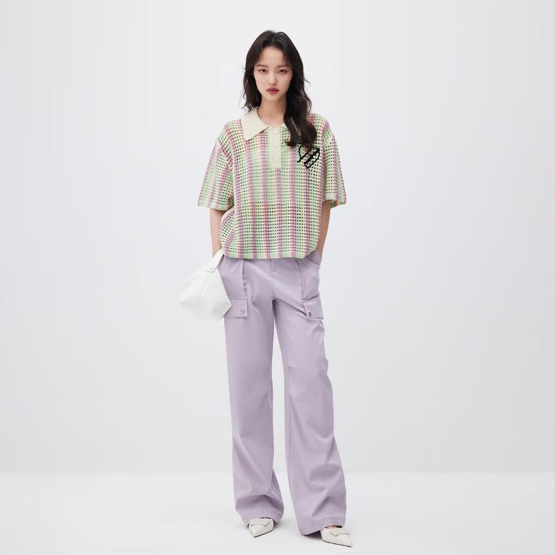 ONLY 2024 Summer Women's Color-block Knit Polo Top