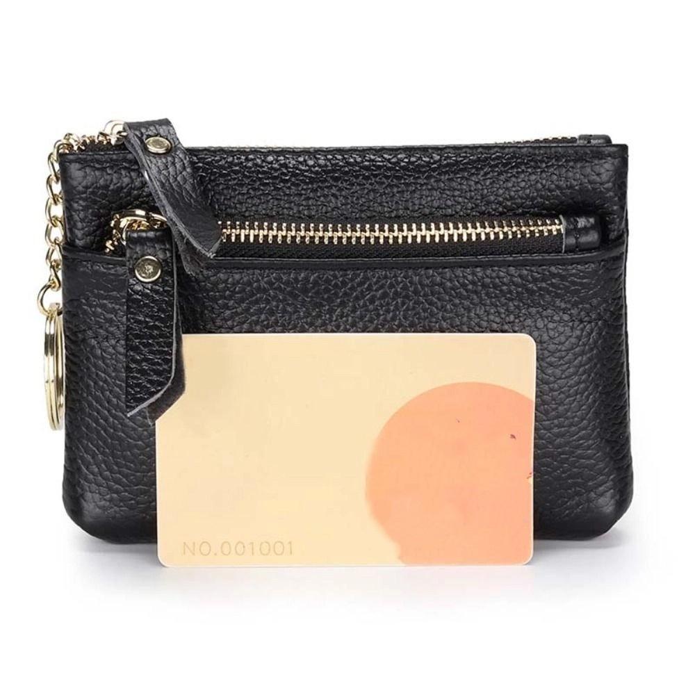 Zipper Small Cowhide Wallets Multi Card Slots Pu Coin Purse Elegant Lipstick Storage Bag  Women
