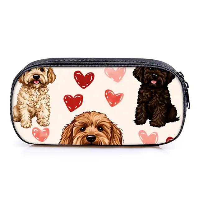 Hot Sales Dog Rottweiler Print Layered 3D Cartoon Fabric Pencil Case & Pen Bag Best Gift for Boys/Girls School & Office Use