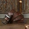 Fashion Retro Distressed Wrinkled Leather Belt for Men and Women Genuine Leather First Layer Cowhide Casual Jeans Belt