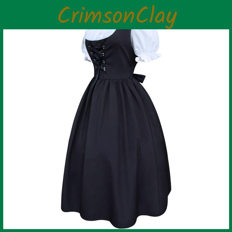 Style Medieval Retro Drawstring High Waisted Bow Dress Stage Performance Outfit