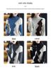 Women's Intarsia Color Block 100% Pure Wool Sweater, Long Sleeve Half-High Neck Loose Fit Pullover with Cashmere Knit, Perfect for Autumn/Winter.