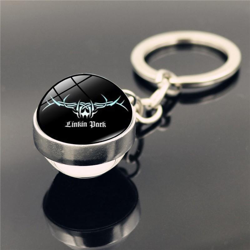 Elegant Drum Pattern Keychain With Dual Glass Ball Pendant Perfect Music Enthusiast Gift