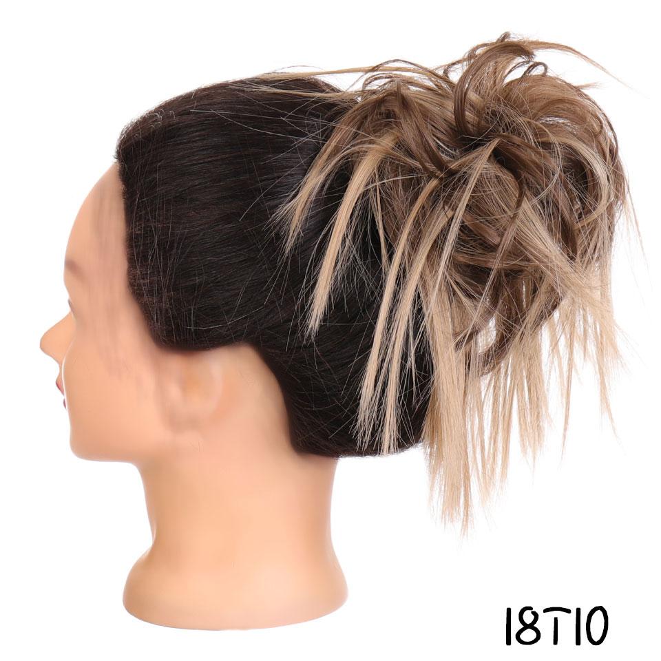 Synthetic Hair Chignons Messy Scrunchies Elastic Band Hair Bun Straight Updo Hairpiece Hair Extension for Women