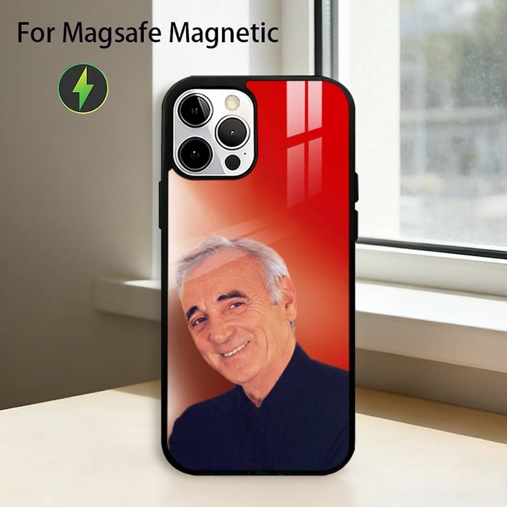 

Charles Aznavour Music Phone Case For iPhone17,16,15,14,13,12,11 Plus,Pro Magnetic with Magsafe Wireless Charging iPhone15Plus