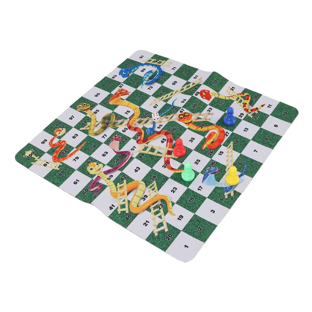 Snakes and Ladders Board Game Set 35cm Rubber Portable Board Game Set for Home Travel Picnic