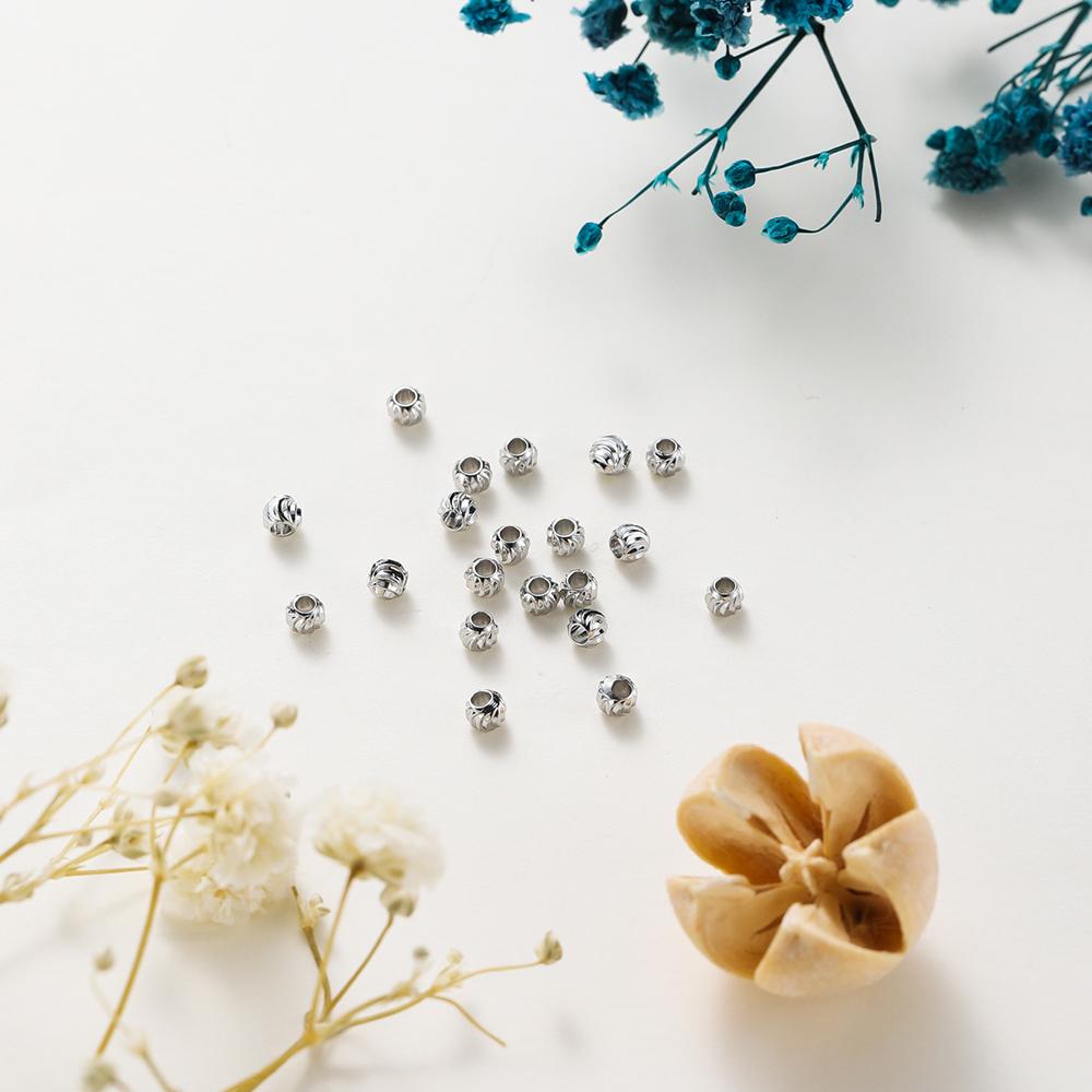 50pcs DIY Jewelry Accessories 14K 18K Gold Plated Striped Cut Flower Beads 2.5 3 4 5 6mm Spacer Beads Bulk Hand Beading Material