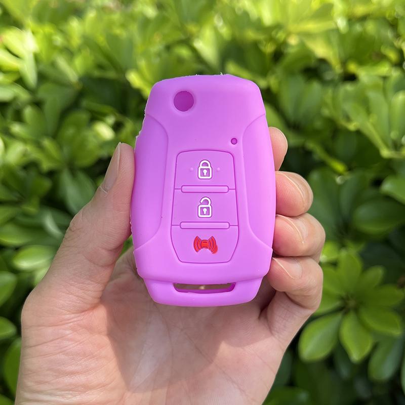 ZAD Silicone Flip Car Key Case Cover Protector Holder For Ssangyong 2015 2016 Tivoli Rexton Korando C 3 Button FOB Key