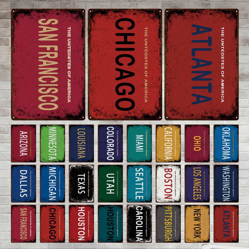 Place Name Sign Metal Sign Vintage Tin Sign Plaque Metal Bar Retro Wall Decor Bar Club Man Cave Metal Poster