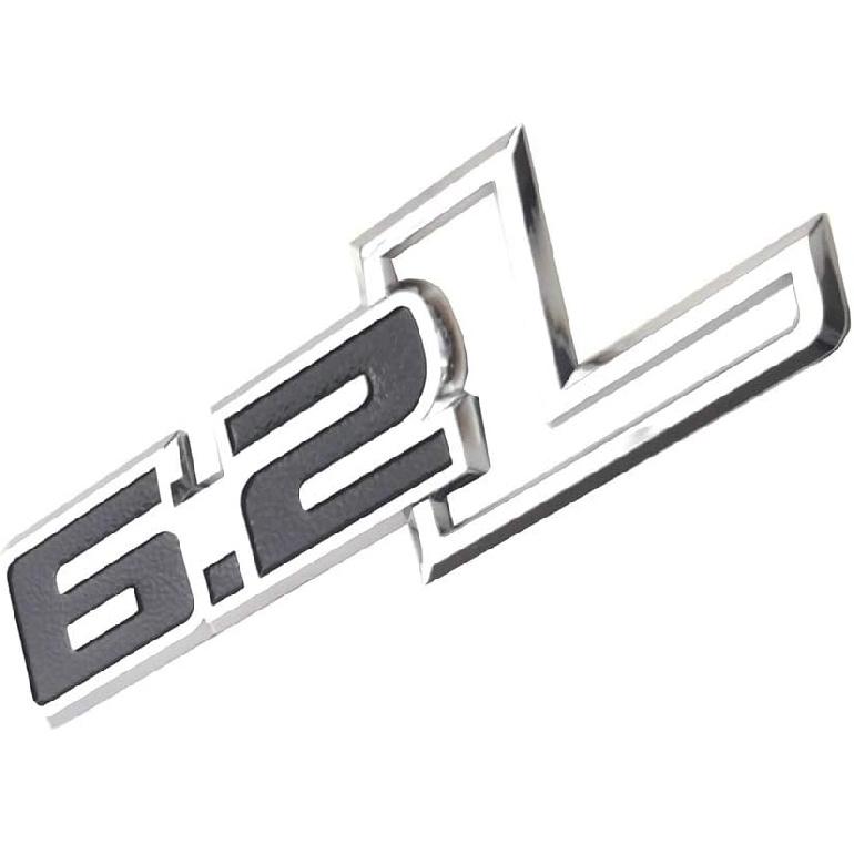 2pcs 6.2L Emblems Side Fender 3D Decals Badge Replacement for F-150 Raptor 6.2 L F150 Chrome