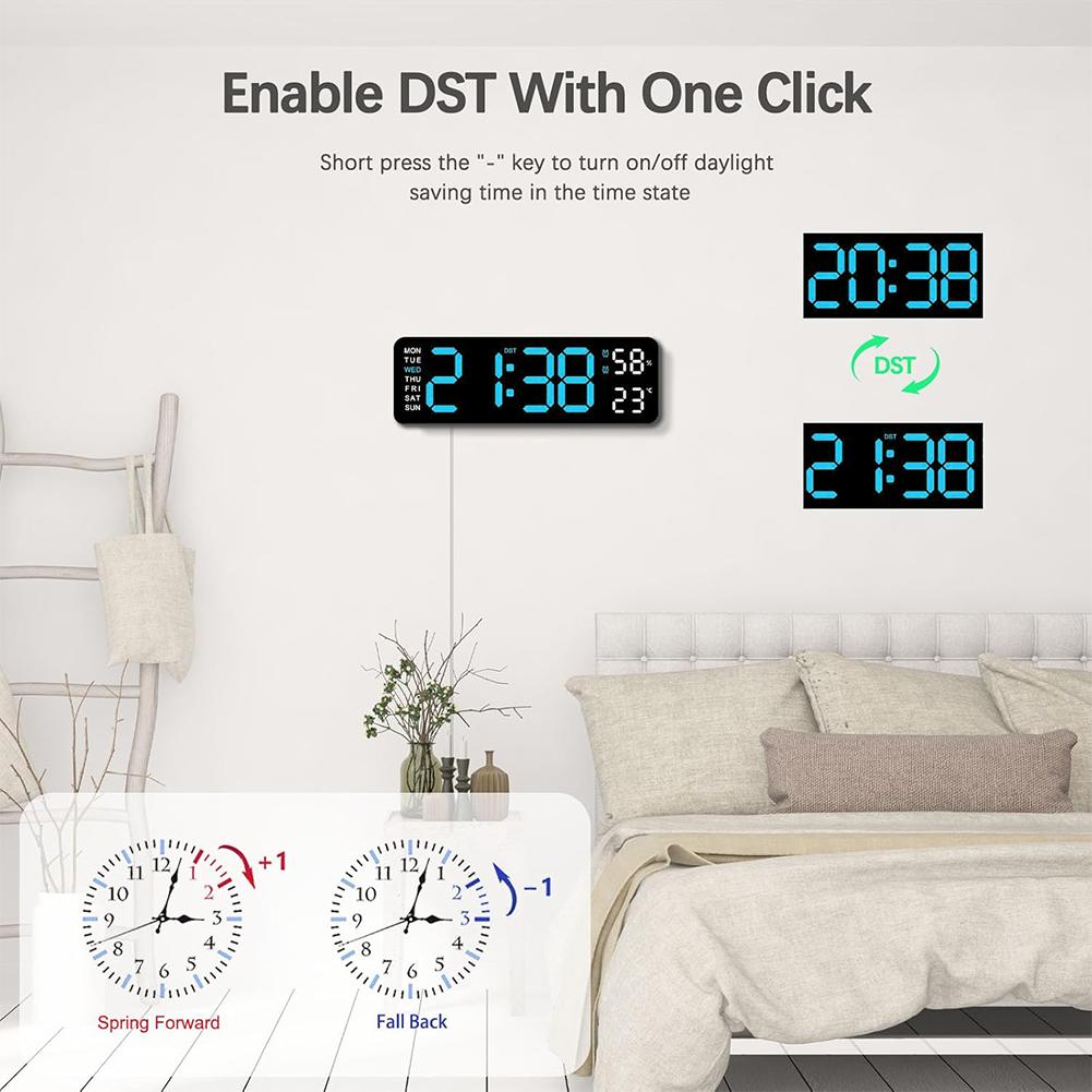 LED Desk Alarm Clock Digital Alarm Clock Multifunctional Electronic Wall Clock USB Charging Bedside Alarm Clock for Home Office