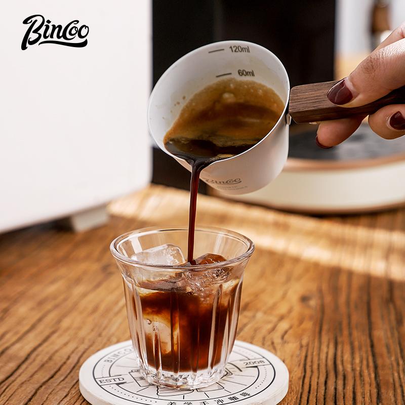 Bincoo measuring cup Stainless steel coffee extract cup espresso cup Italian liquid cup Coffee ounce cup milk jar Milk cup 100m