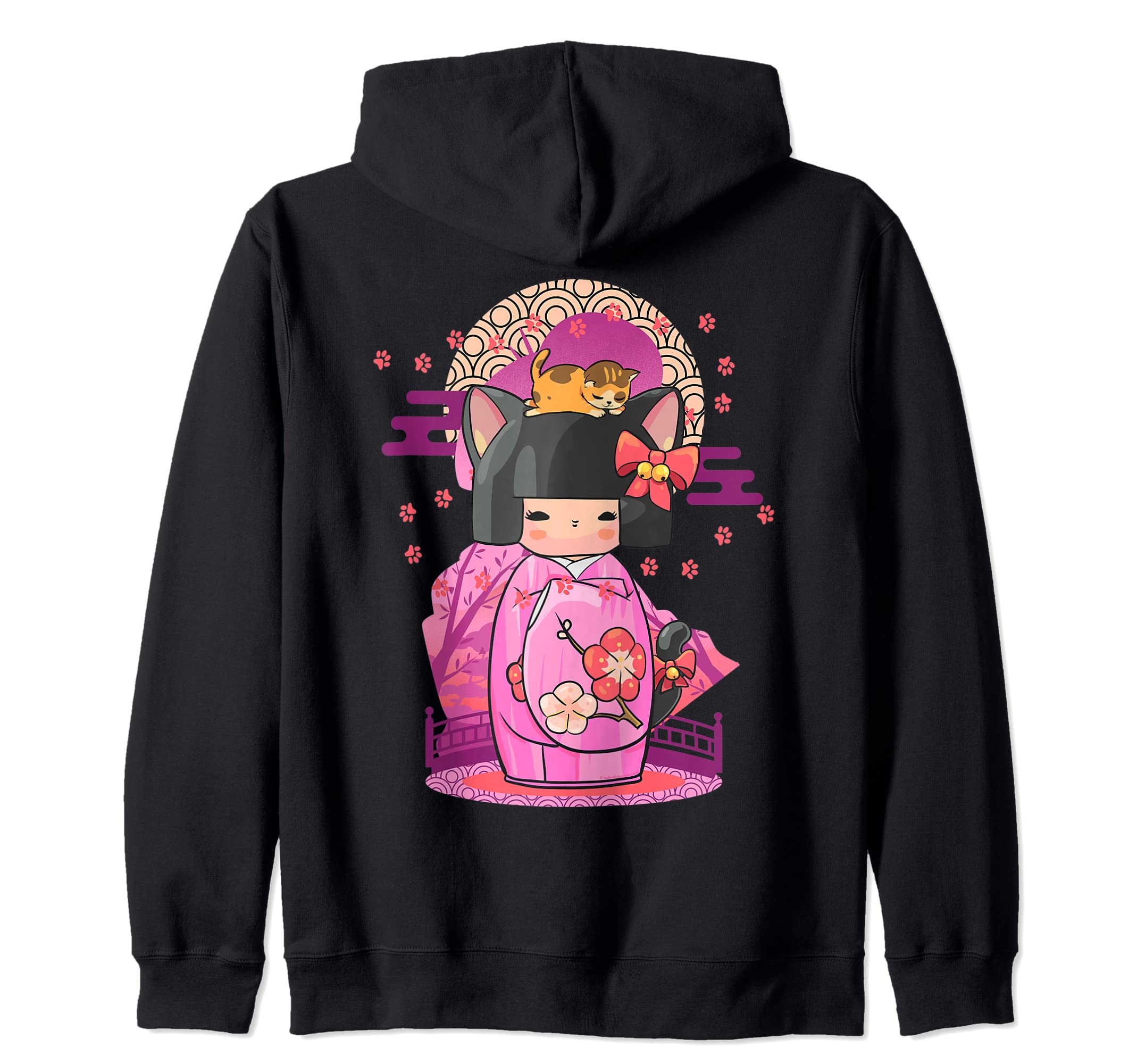 

Kokeshi Doll Cat Japanese Beauty Lover Zip Hoodie чёрный
