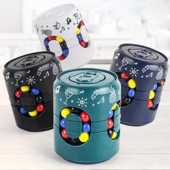 Rotatable Colorful Bean Can Toy Stress Anxiety Relief Educational Brain Teaser Sensory Bead
